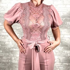 FINAL SALE Jumpsuit Monalisa Rose, necklaces very elegant with the puffy sleeves